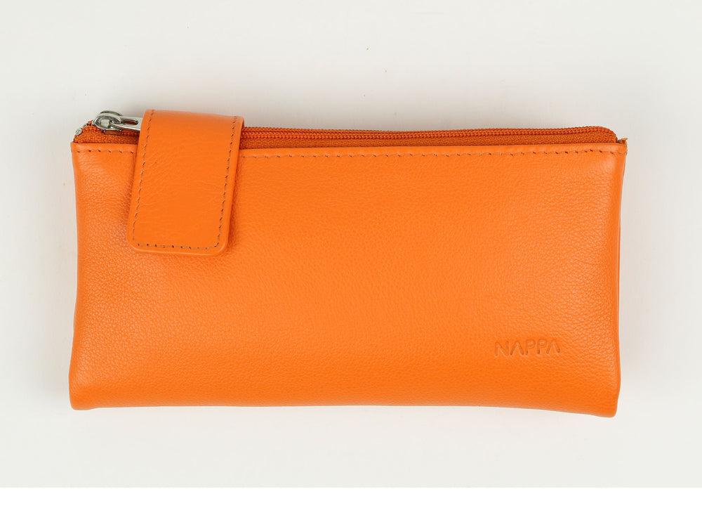 Nappa Charlotte RFID Leather Wallet In Orange-The Trendy Walrus