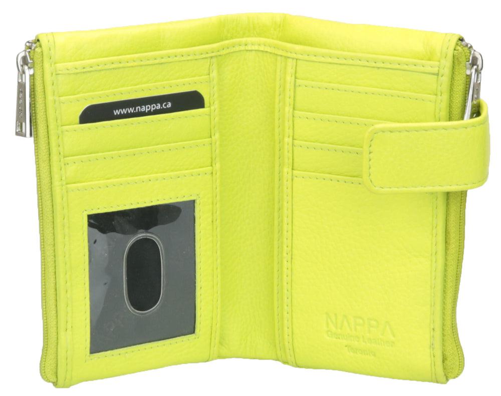 Nappa Mini Charlotte RFID Leather Wallet In Neon Green-The Trendy Walrus