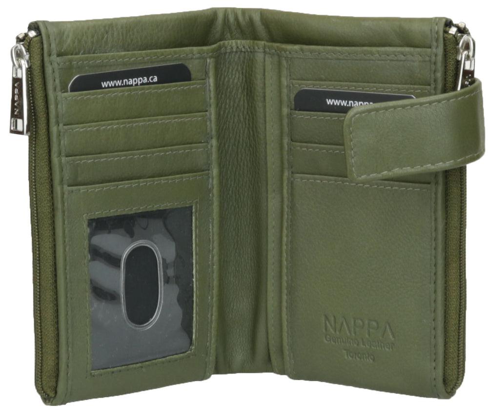 Nappa Mini Charlotte RFID Leather Wallet In Olive-The Trendy Walrus