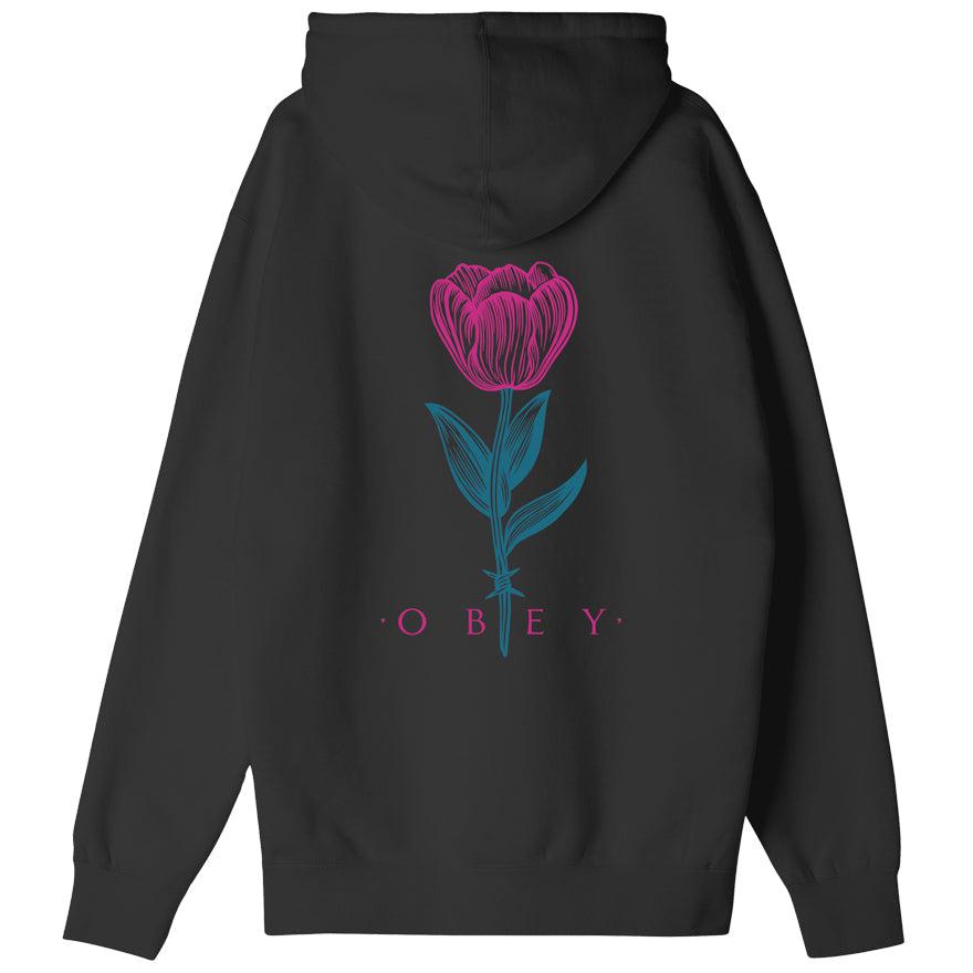 Obey Barbwire Premium Flower Hoodie In Black-The Trendy Walrus
