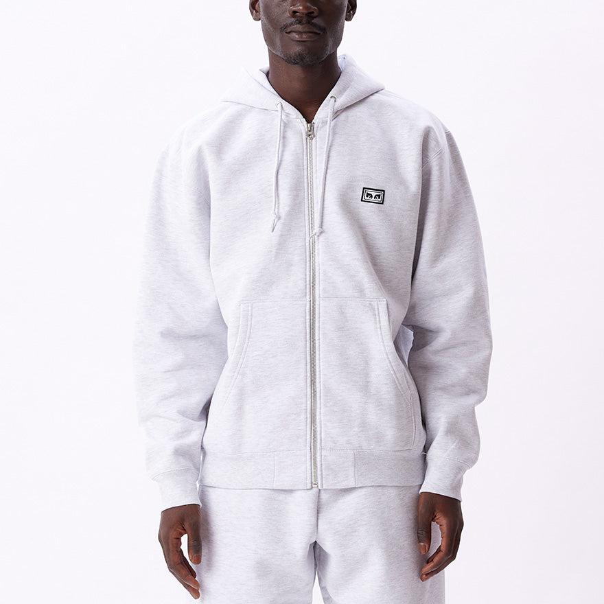 Obey Established Works Eye Zip Hood Specialty Fleece In Ash Grey-The Trendy Walrus