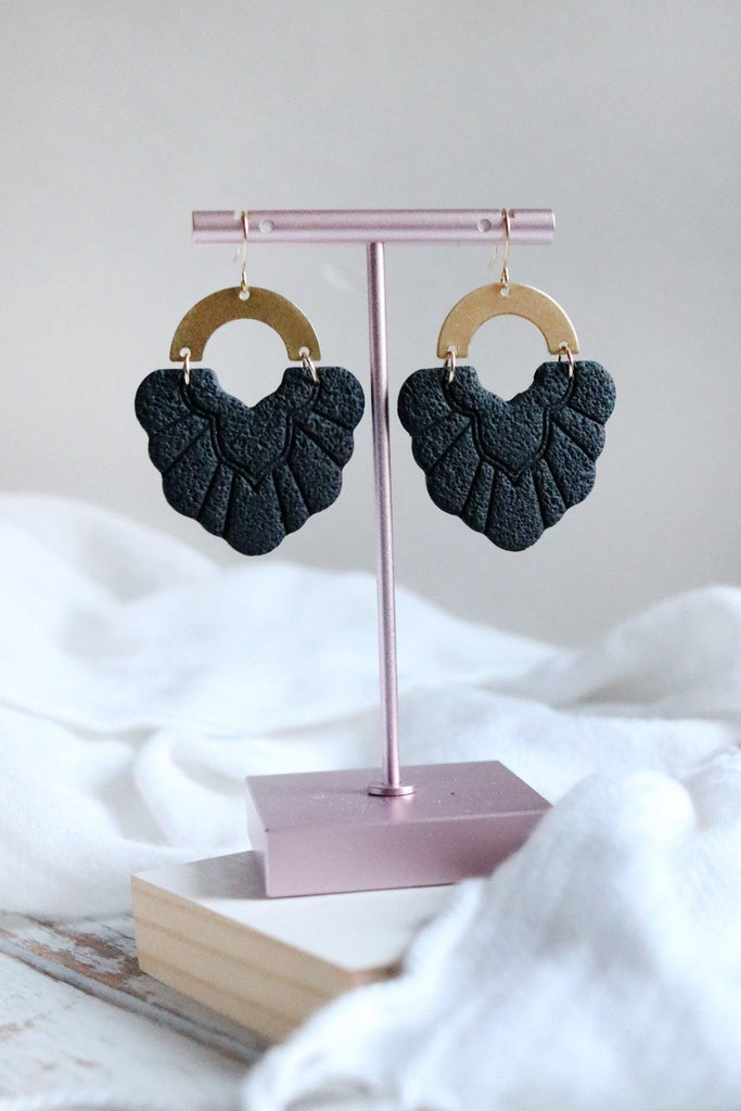 Petal & Posy Crest Earrings - Onyx-The Trendy Walrus