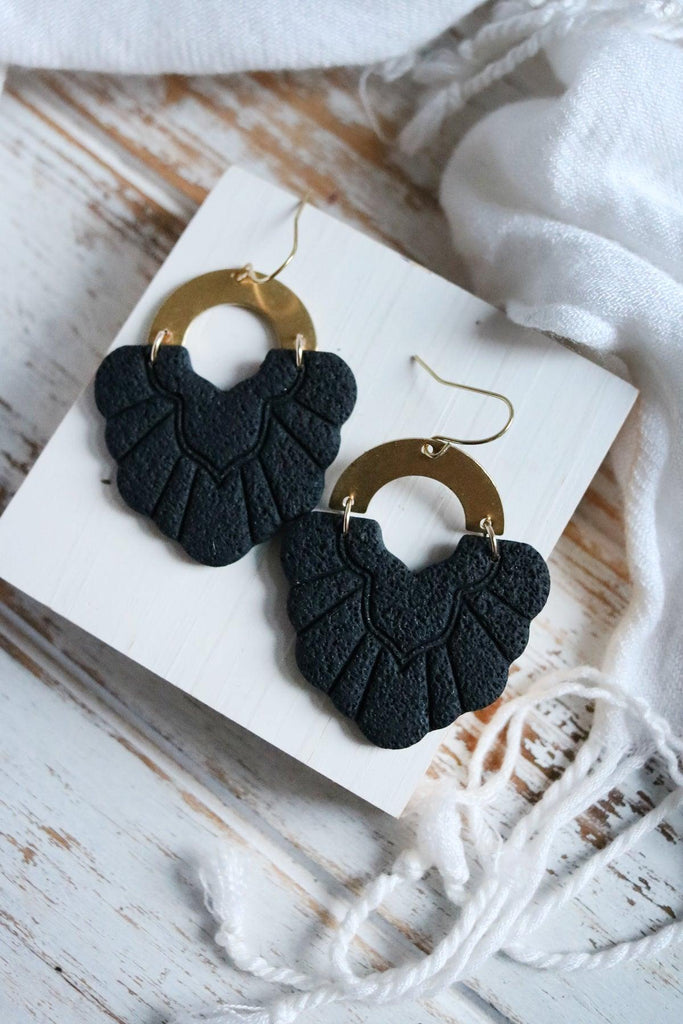 Petal & Posy Crest Earrings - Onyx-The Trendy Walrus