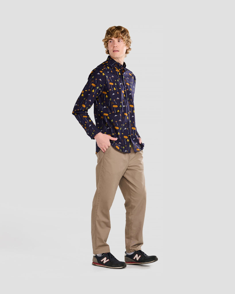 Poplin & Co Earthy Mushroom Print Shirt-The Trendy Walrus