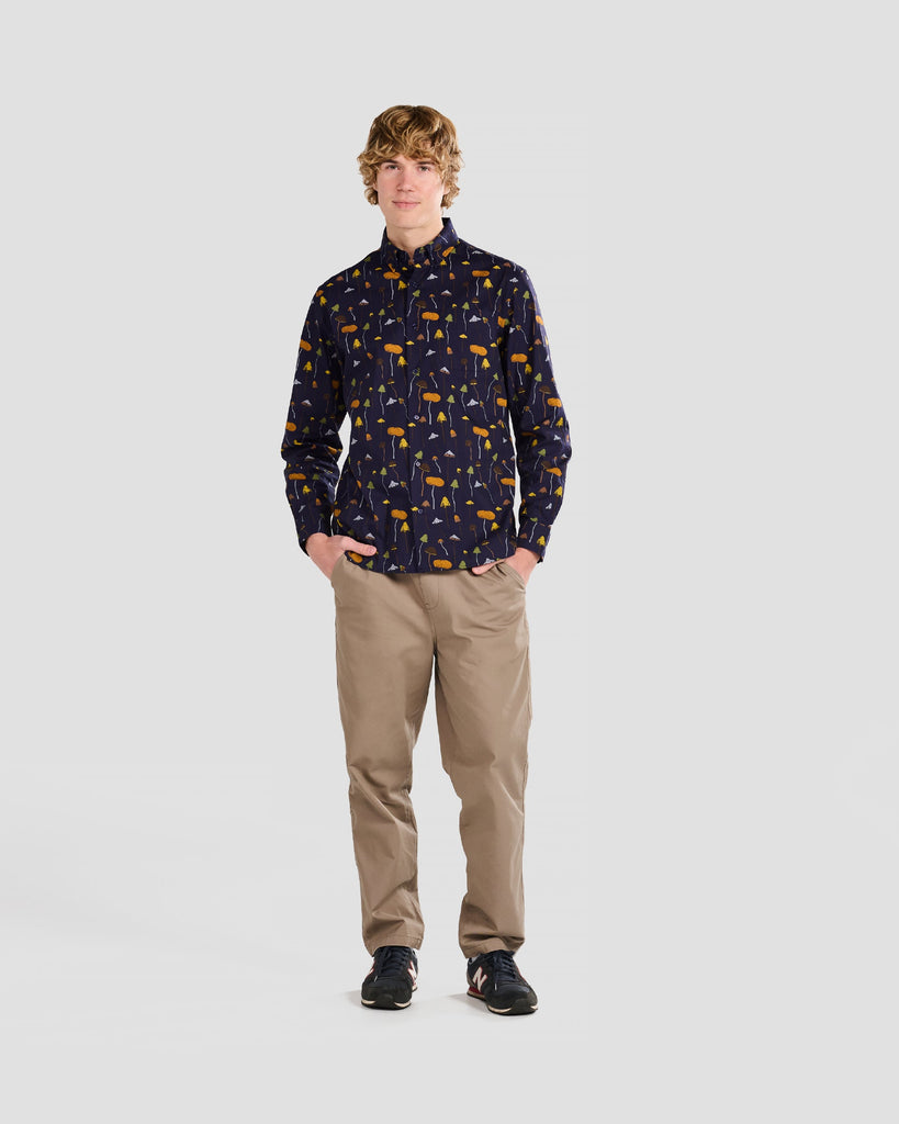 Poplin & Co Earthy Mushroom Print Shirt-The Trendy Walrus
