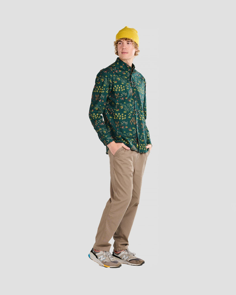 Poplin & Co Mushroom Meadow Green Print Shirt-The Trendy Walrus