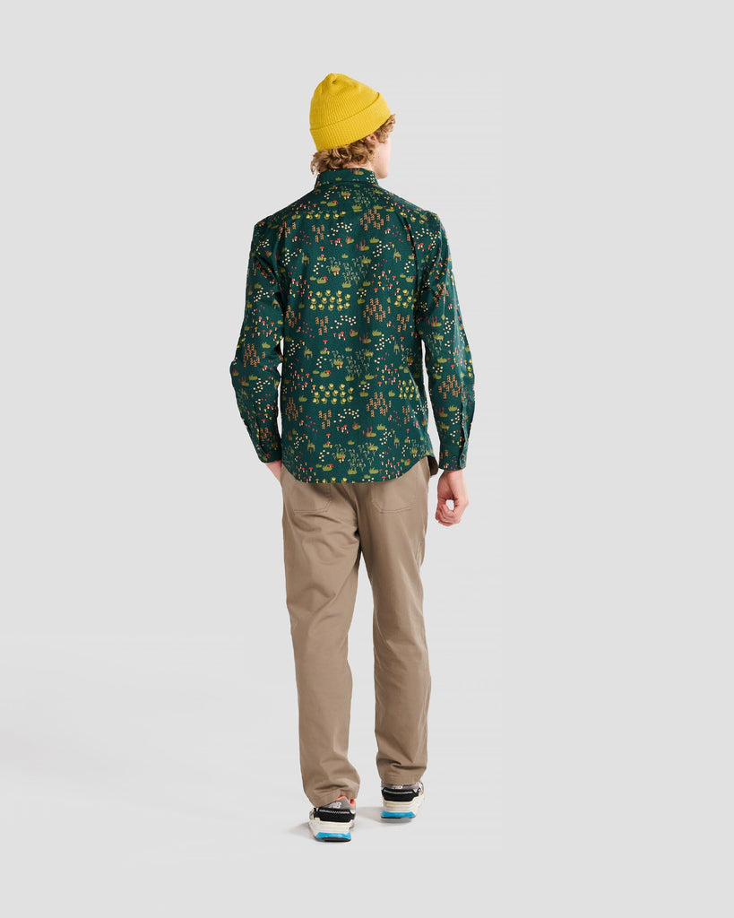 Poplin & Co Mushroom Meadow Green Print Shirt-The Trendy Walrus