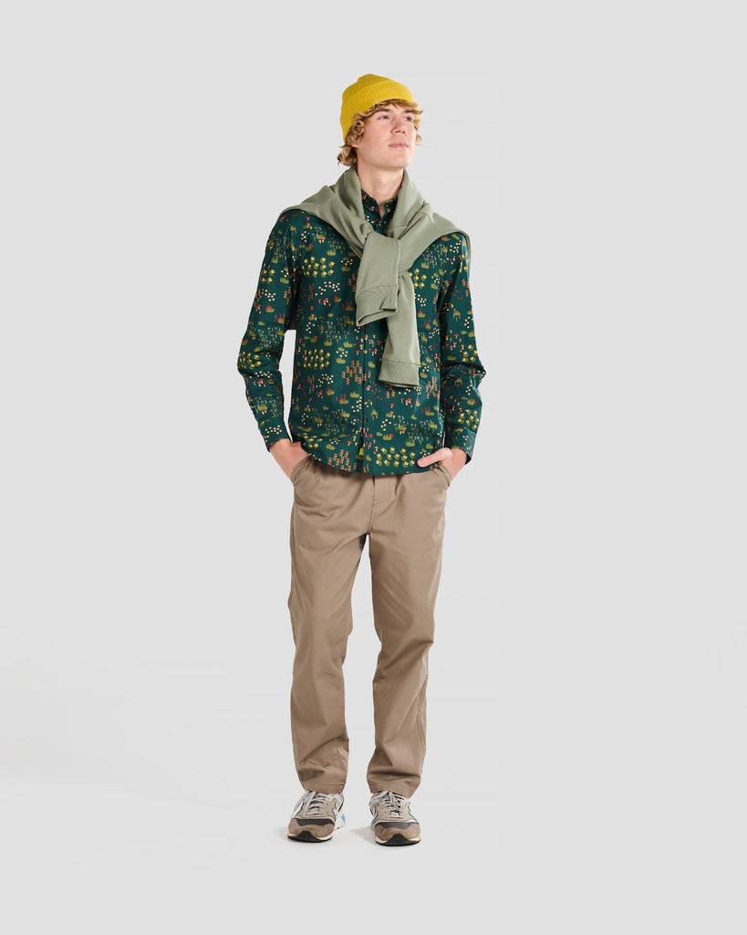 Poplin & Co Mushroom Meadow Green Print Shirt-The Trendy Walrus