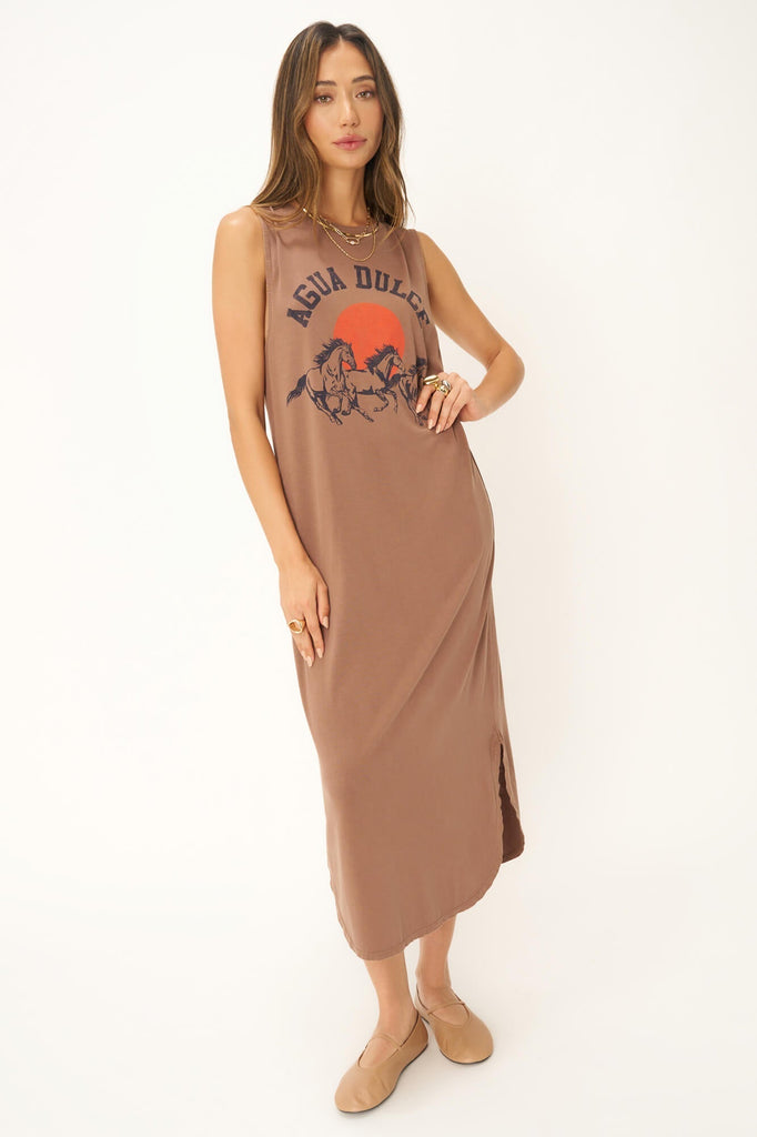 Project Social T Agua Dulce Tank Dress In DW Maple-The Trendy Walrus