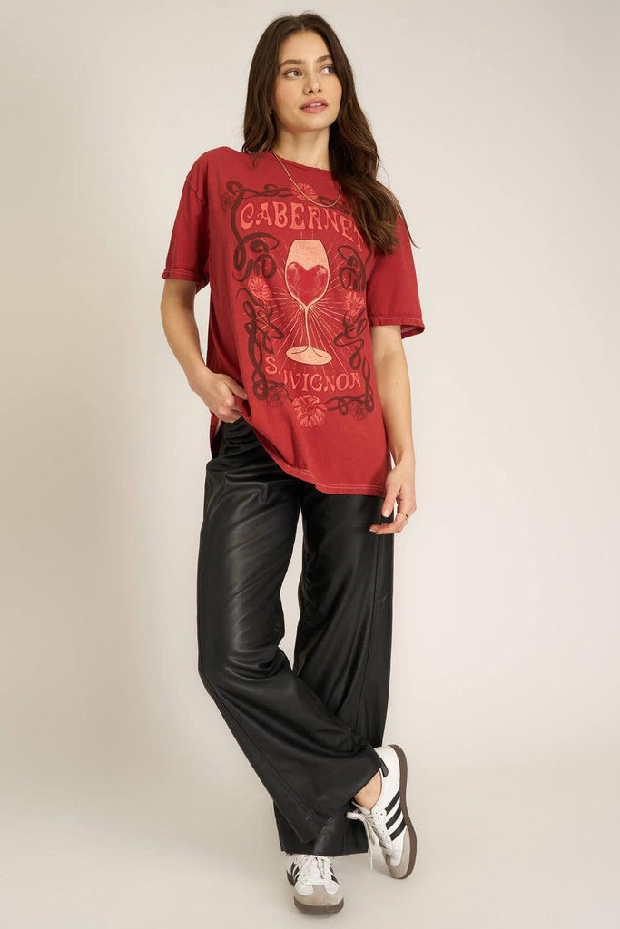 Project Social T Cabernet Relaxed Tee In Sherry-The Trendy Walrus