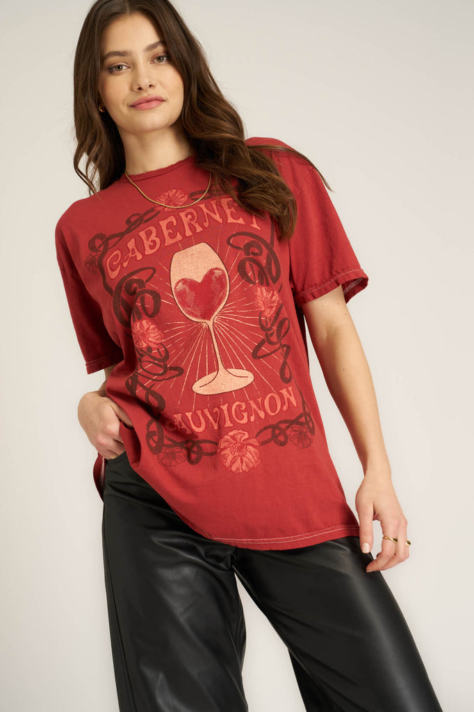 Project Social T Cabernet Relaxed Tee In Sherry-The Trendy Walrus