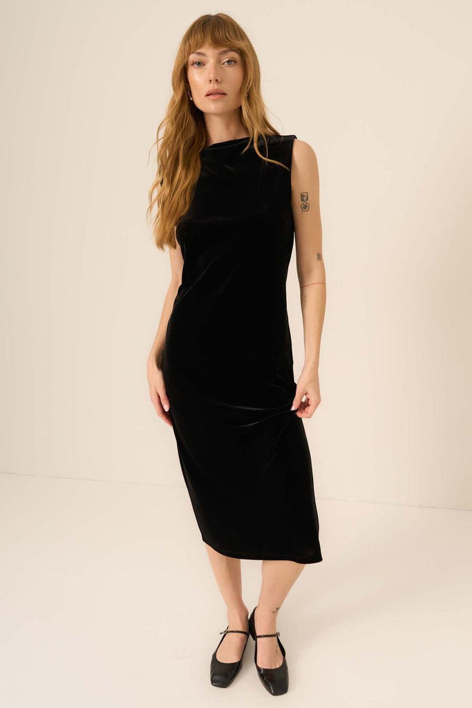 Project Social T Heading Out Velvet Dress In Black-The Trendy Walrus