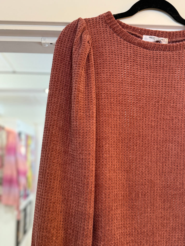 Project Social T Just Because Chenille Longsleeve In Mauve-The Trendy Walrus