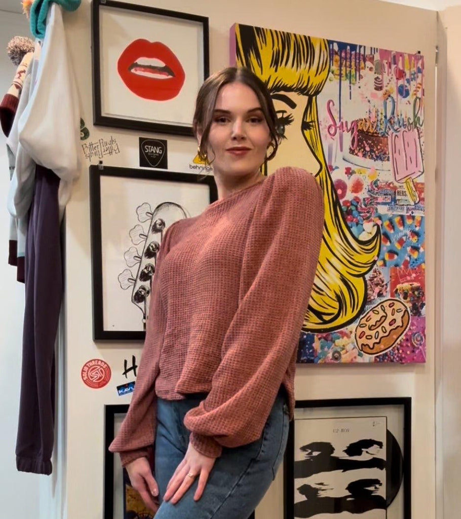 Project Social T Just Because Chenille Longsleeve In Mauve-The Trendy Walrus