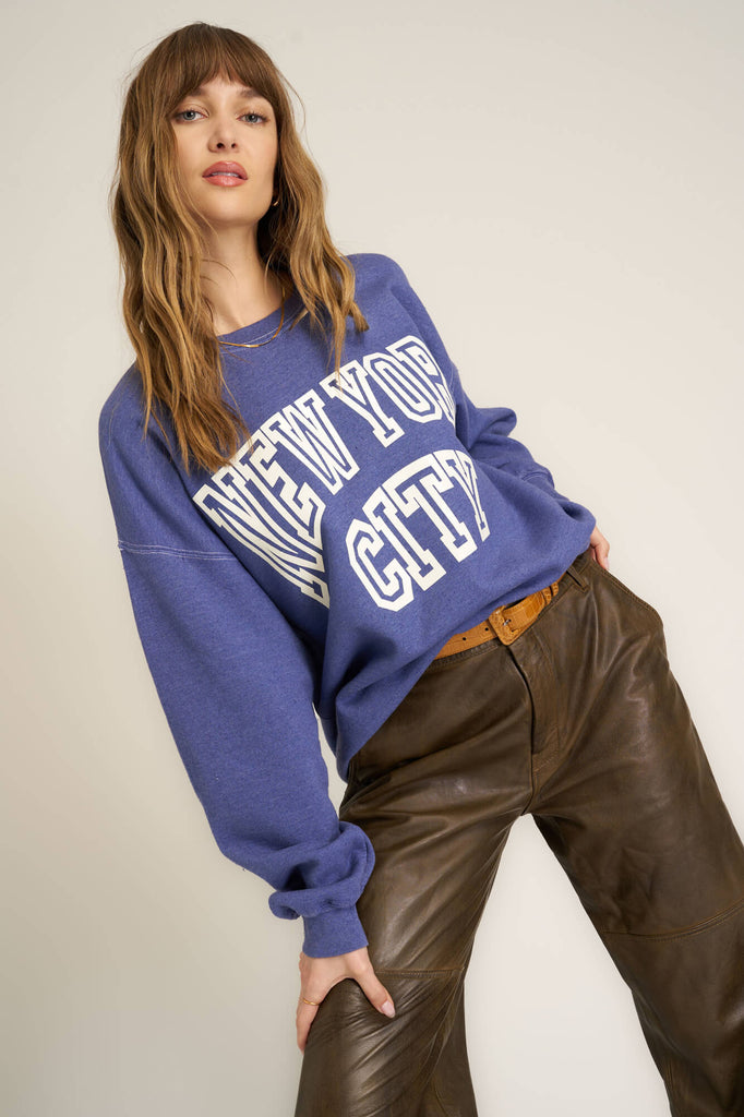 Project Social T New York City Sweatshirt In Rich Indigo-The Trendy Walrus