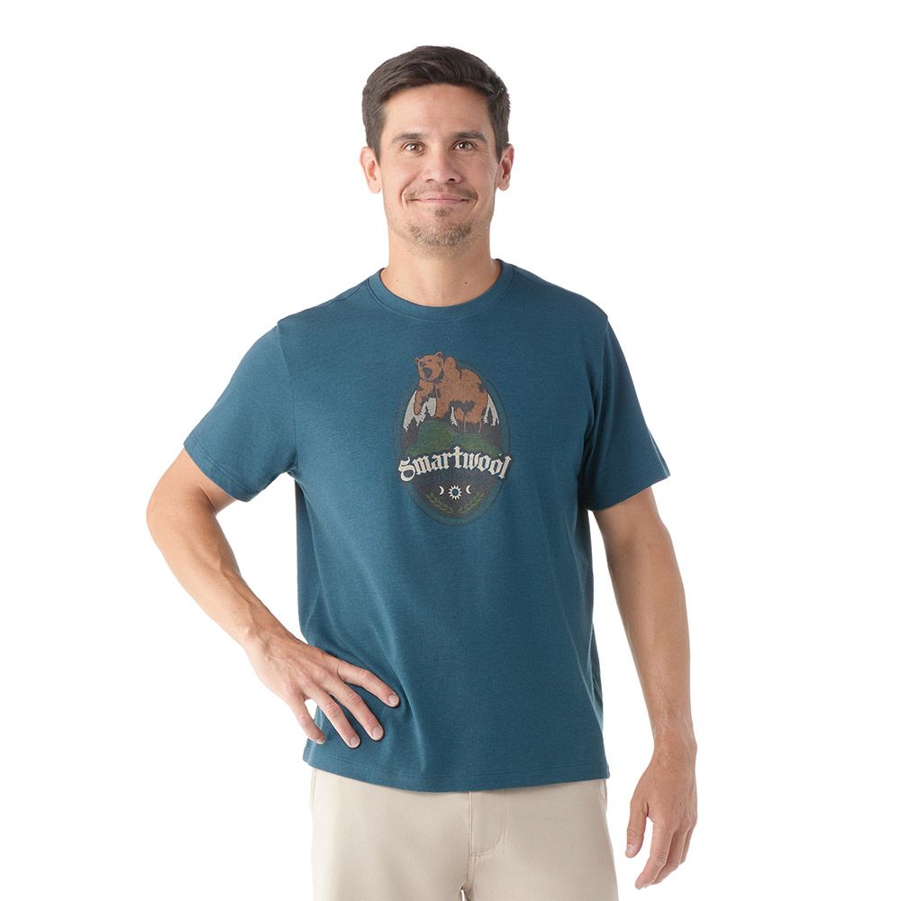 Smartwool Bear Attack Graphic Short Sleeve Tee In Twilight Blue-The Trendy Walrus