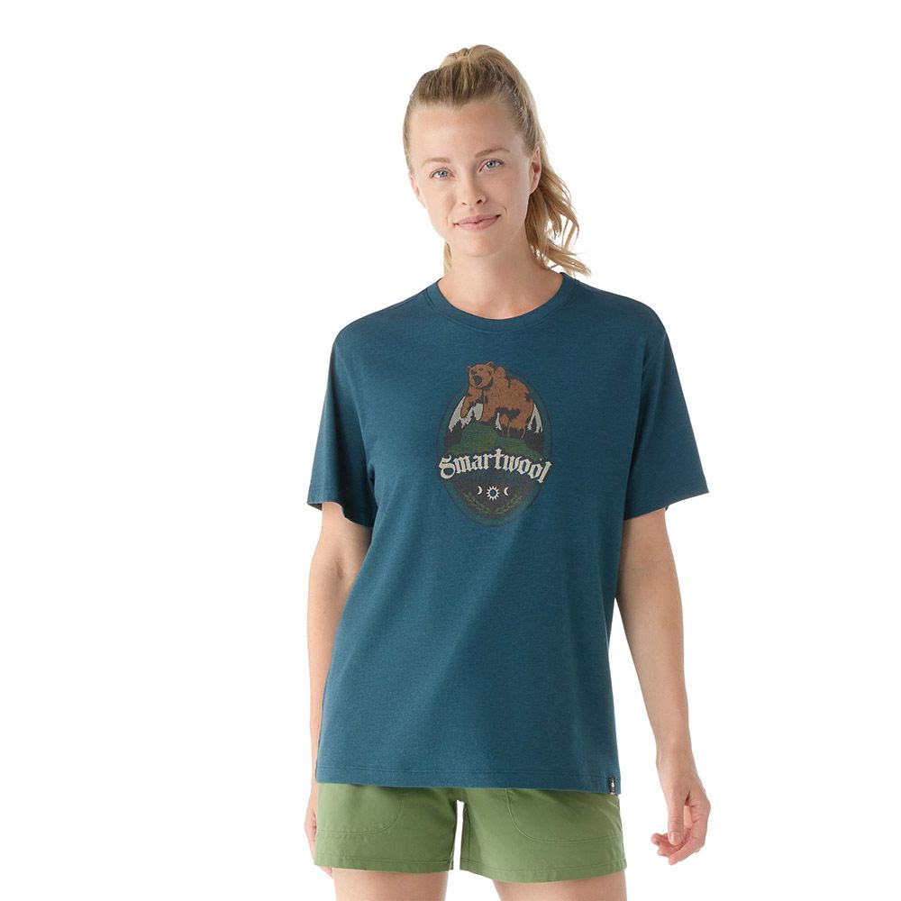 Smartwool Bear Attack Graphic Short Sleeve Tee In Twilight Blue-The Trendy Walrus