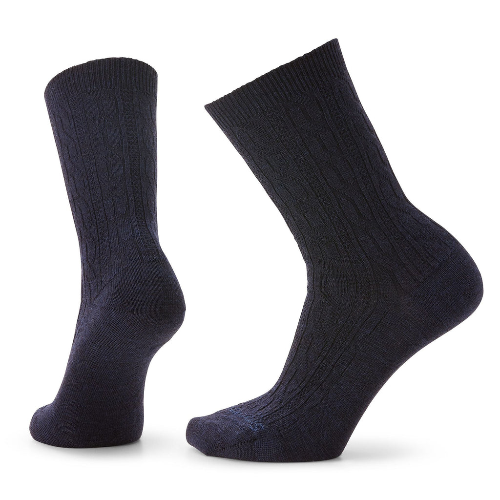 Smartwool Everyday Lifestyle Cable Crew Socks In Deep Navy Heather-The Trendy Walrus