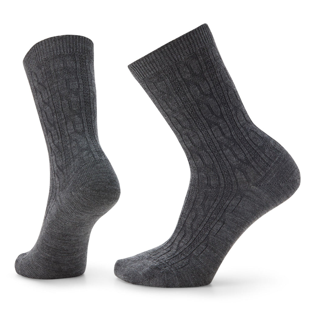 Smartwool Everyday Lifestyle Cable Crew Socks In Medium Grey-The Trendy Walrus