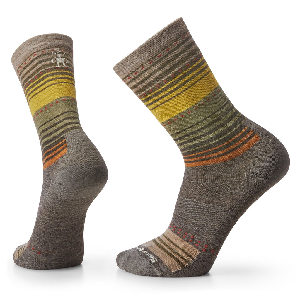 Smartwool Everyday Stitch Stripe Crew In Taupe-The Trendy Walrus