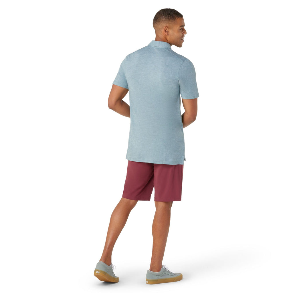 Smartwool Men's Merino Hemp Blend Short Sleeve Polo In Lead Heather-The Trendy Walrus