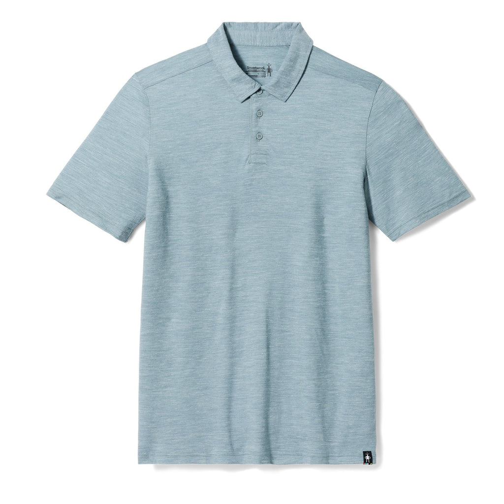 Smartwool Men's Merino Hemp Blend Short Sleeve Polo In Lead Heather-The Trendy Walrus