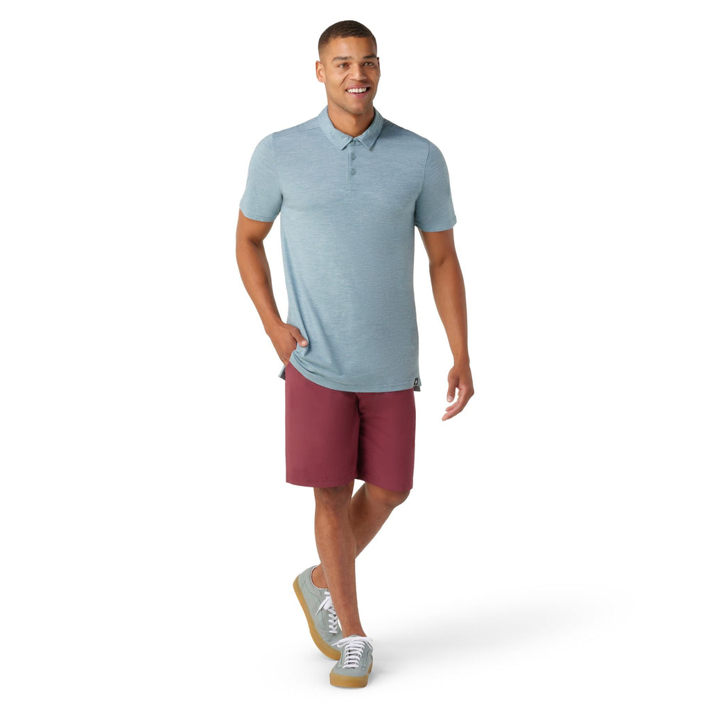 Smartwool Men's Merino Hemp Blend Short Sleeve Polo In Lead Heather-The Trendy Walrus