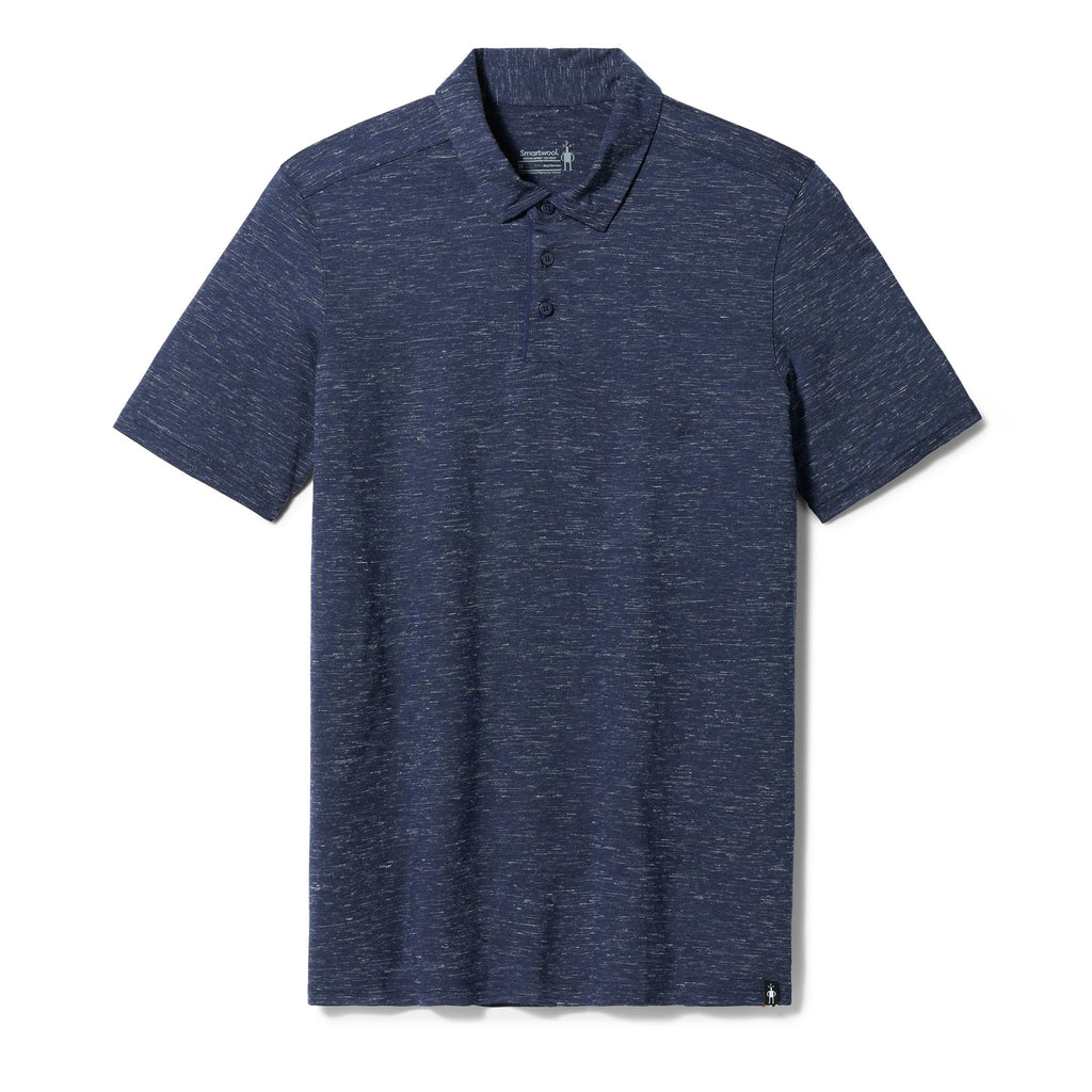 Smartwool Men's Merino Hemp Blend short Sleeve Polo Deep Navy Heather-The Trendy Walrus