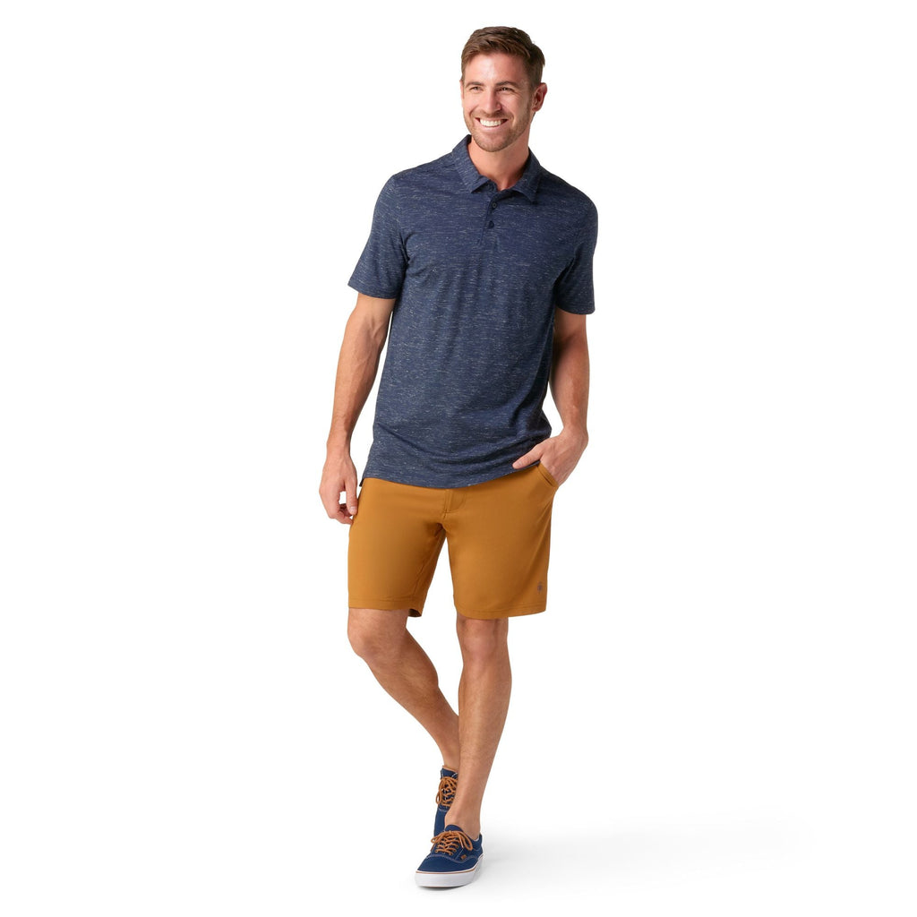 Smartwool Men's Merino Hemp Blend short Sleeve Polo Deep Navy Heather-The Trendy Walrus