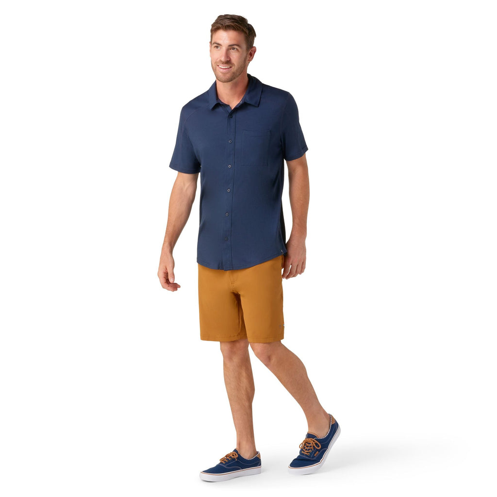 Smartwool Men's Short Sleeve Button Down In Deep Navy-The Trendy Walrus