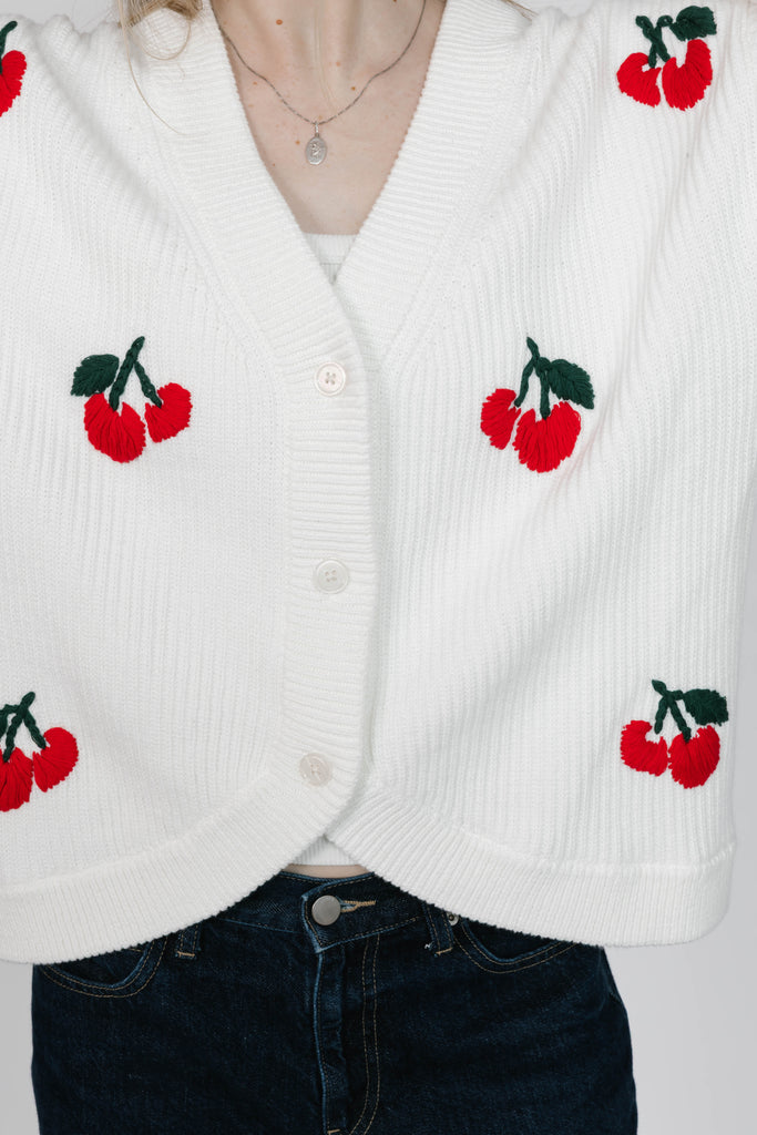 Smash + Tess Cherry Cardigan In Ivory-The Trendy Walrus