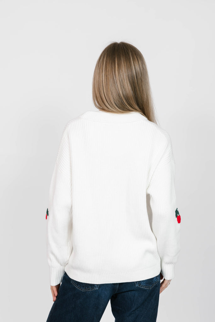 Smash + Tess Cherry Cardigan In Ivory-The Trendy Walrus