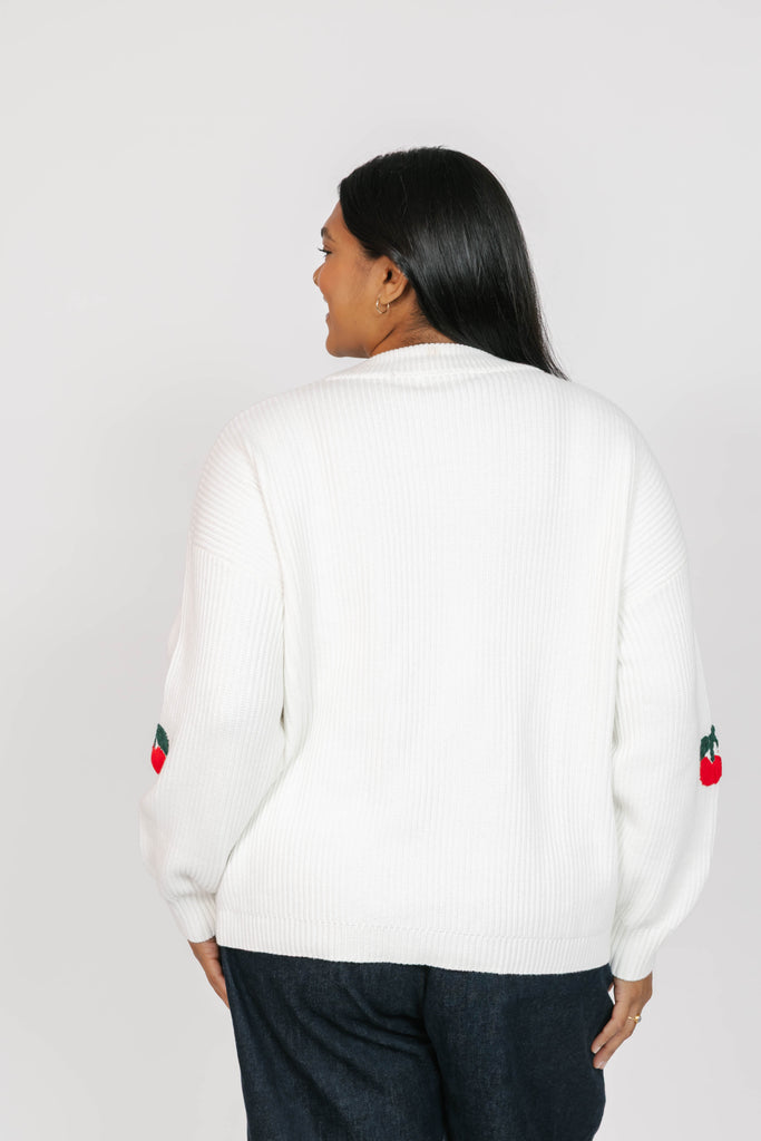 Smash + Tess Cherry Cardigan In Ivory-The Trendy Walrus