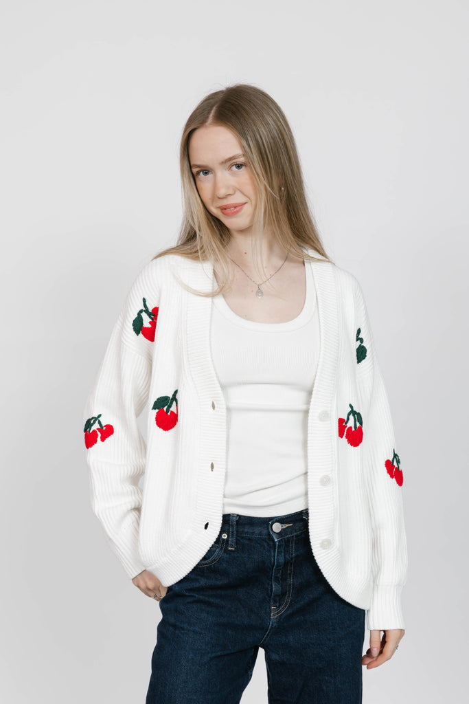 Smash + Tess Cherry Cardigan In Ivory-The Trendy Walrus