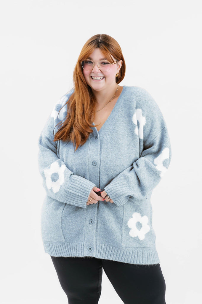 Smash + Tess Flora Cardigan In Light Blue-The Trendy Walrus