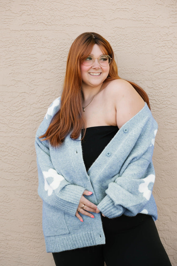 Smash + Tess Flora Cardigan In Light Blue-The Trendy Walrus