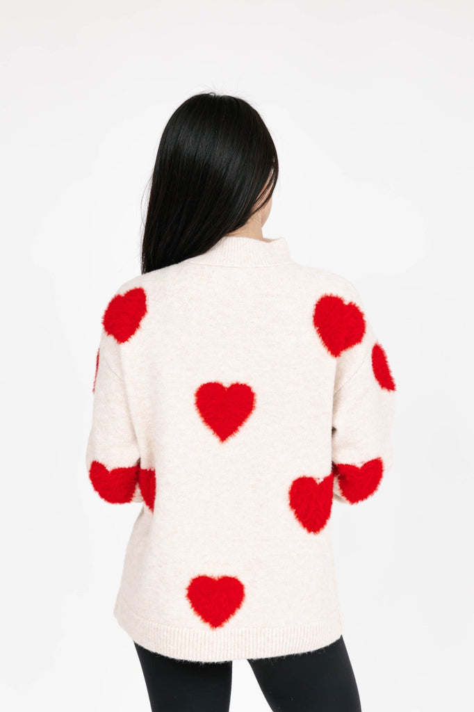 Smash + Tess Galentines Sweater In Red/ Oatmeal-The Trendy Walrus