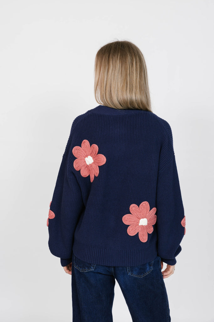Smash + Tess Nora Cardigan In Navy/ Brick Red-The Trendy Walrus