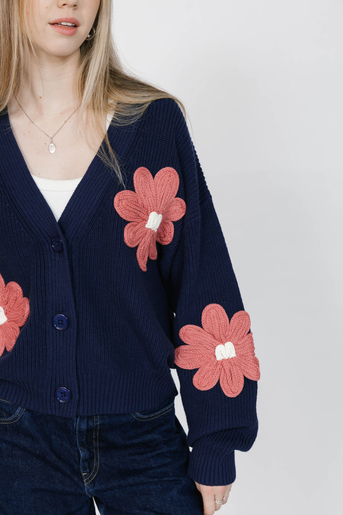 Smash + Tess Nora Cardigan In Navy/ Brick Red-The Trendy Walrus