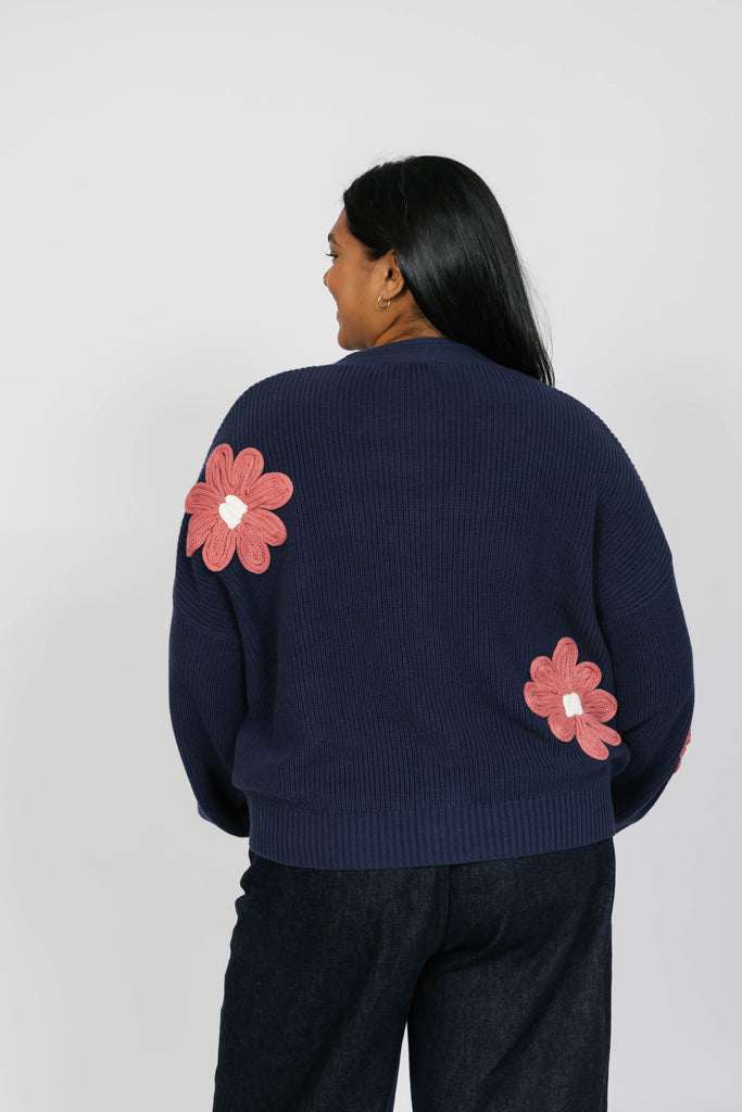 Smash + Tess Nora Cardigan In Navy/ Brick Red-The Trendy Walrus