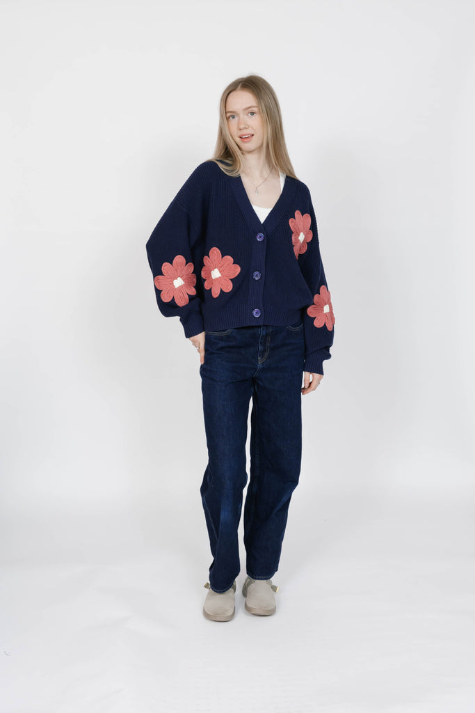 Smash + Tess Nora Cardigan In Navy/ Brick Red-The Trendy Walrus