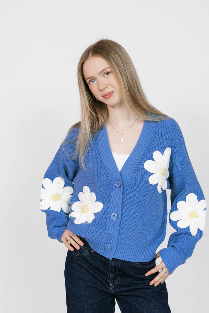 Smash + Tess Nora Daisy Cardigan in Blue/Ivory-The Trendy Walrus