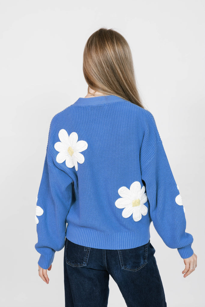 Smash + Tess Nora Daisy Cardigan in Blue/Ivory-The Trendy Walrus