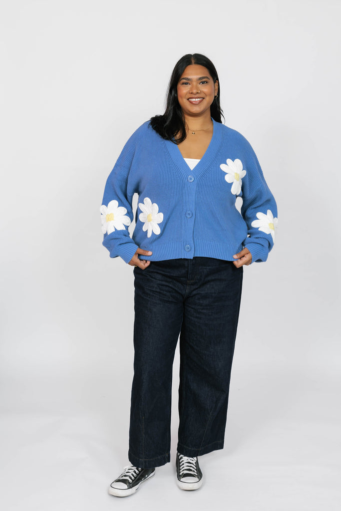 Smash + Tess Nora Daisy Cardigan in Blue/Ivory-The Trendy Walrus