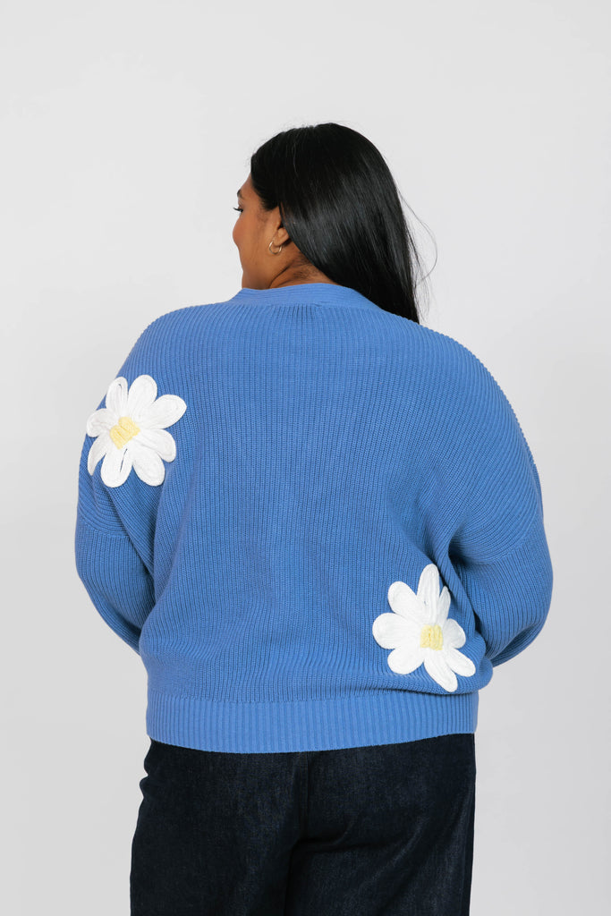 Smash + Tess Nora Daisy Cardigan in Blue/Ivory-The Trendy Walrus