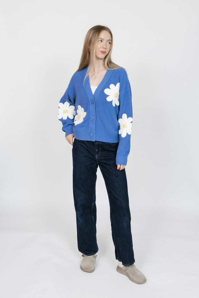 Smash + Tess Nora Daisy Cardigan in Blue/Ivory-The Trendy Walrus