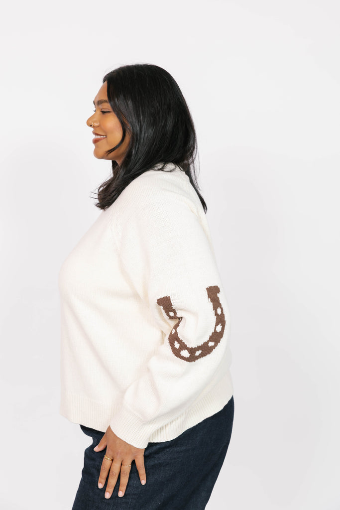 Smash + Tess Yeehaw Sweater In Cream/ Brown-The Trendy Walrus