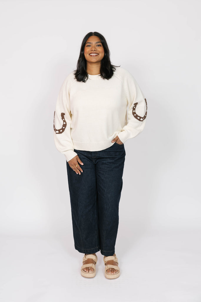 Smash + Tess Yeehaw Sweater In Cream/ Brown-The Trendy Walrus