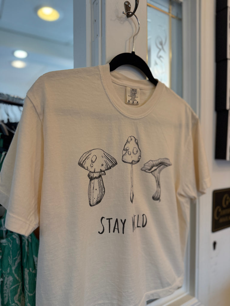 Stay Wild Crop Mushroom Tee-The Trendy Walrus