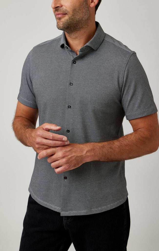 Stone Rose Short Sleeve Knit Shirt In Black-The Trendy Walrus